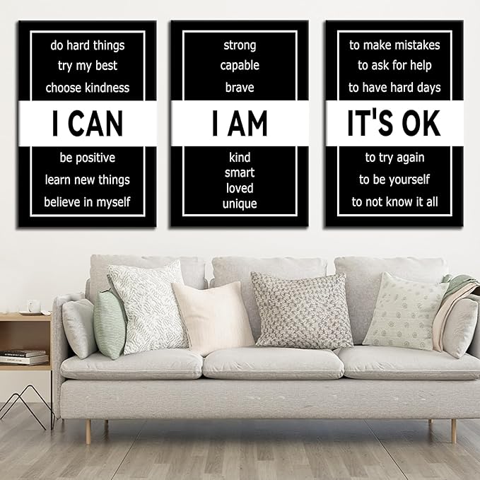 3 Panel Motivational Canvas Print Wall Art Inspirational Poster Painting Positive Inspiring Artwork for Modern Home Living Room Workplace Office Decor Picture Stretched and Framed [72''Wx 36''H]