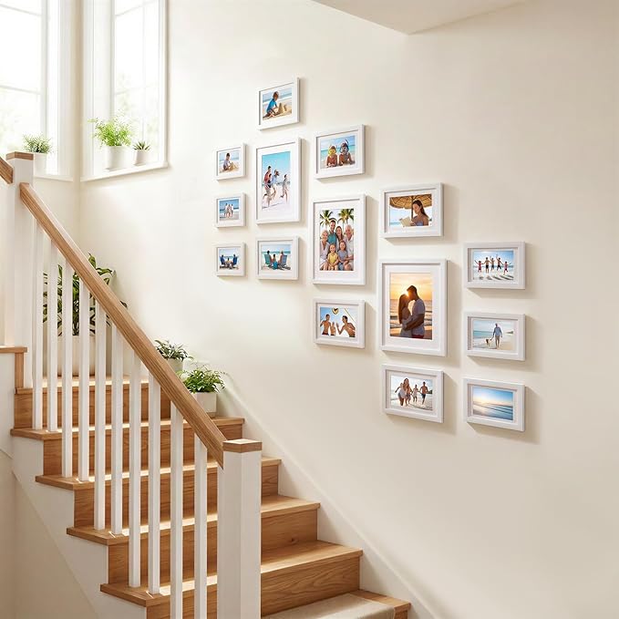 Fixwal Picture Frames Set, Gallery Wall Frame Set Picture Frames Collage 15 Pack for Wall or Tabletop with 8x10 5x7 4x6 Frames, White