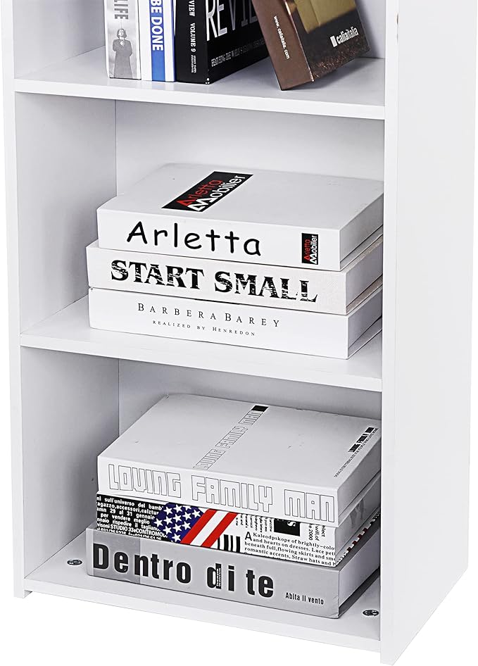 Display Storage Bookcase 5-Tier, Industrial Freestanding Bookshelf for Modern Home Office, Living Room, 52 Inch Open Shelf Rack for Books, Records, Photo Frames and Plants (White)