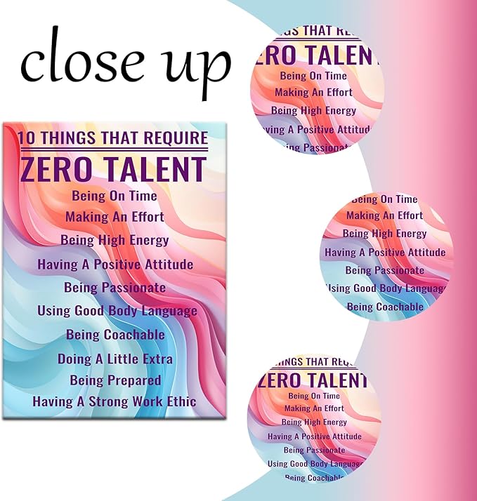 Zero Talent Motivational Large Canvas Poster Wall Art Inspirational Entrepreneur Quotes Picture Print Positive Painting Artwork for Living Room Office Workplace Gym Ready to Hang [30''Wx 40''H]