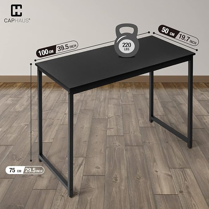 CAPHAUS 40 Inch Small Computer Desk for Home Office, Gaming & Small Spaces - Compact Black Writing Desk, Easy Assembly, 220 lbs, P2 Board