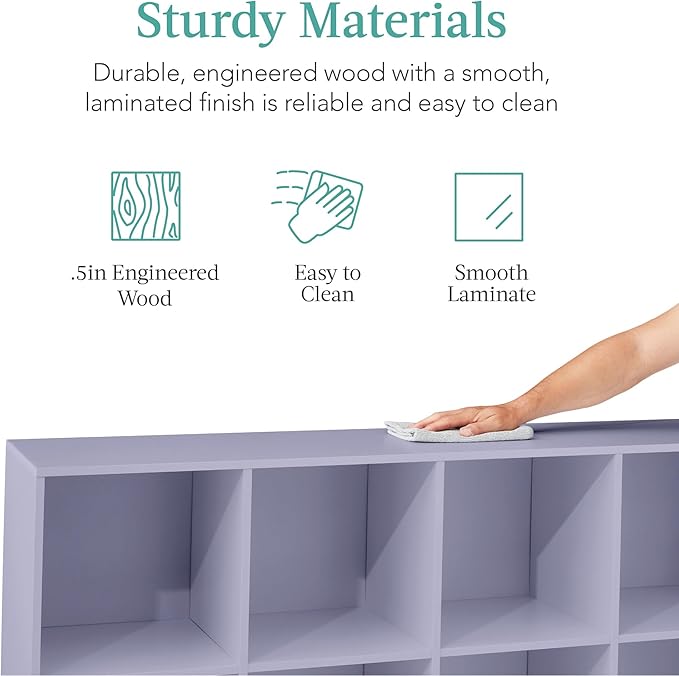 Best Choice Products Kids Bookcase 8-Cube Storage Organizer, 11in Shelf Opening, Bookshelf, Toy Storage, Customizable w/ 3 Removable Back Panels – Lavender