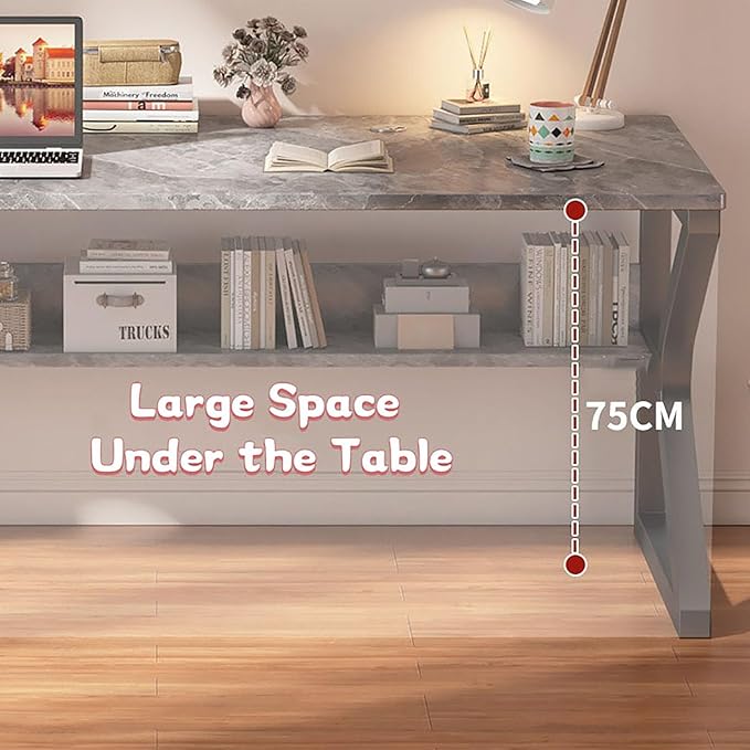 BK&MF Modern Simple Writing Computer Desk,with Storage Portable Gaming Desk Study Laptop Table Space Saving for Home Office,B,140x60x75cm(55x24x30inch)
