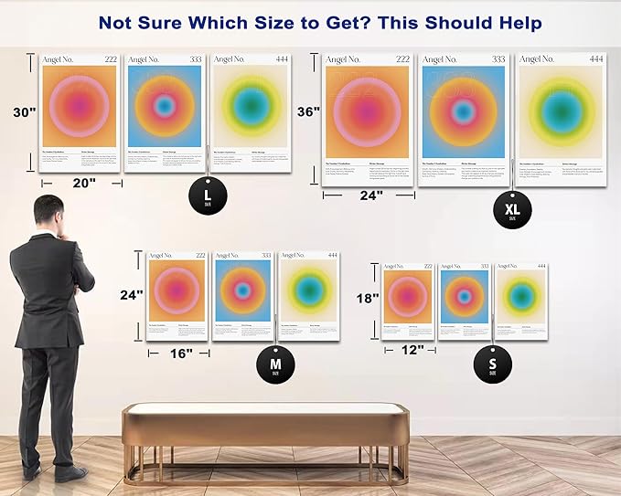 SHMAO Colorful Gradient Aura Angel Numbers Poster Canvas Wall Art for Room Aesthetic Inspirational Spiritual Wall Art Paintings Abstract Minimalist Wall Decor for Bedroom 16"x24" x 3 Pcs