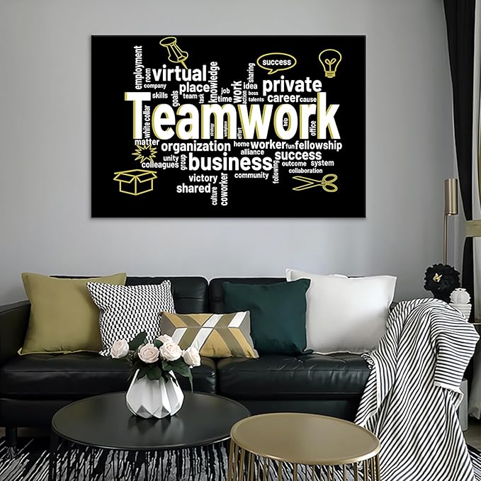 Inspirational Poster Wall Art Motivational School Decor Teamwork Entrepreneur Quotes Print on Canvas Inspiring Picture Painting Artwork for Living Room Gym Office Classroom Ready to Hang [36''Wx24''H]