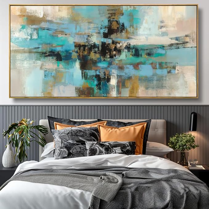 Wall Art Abstract Canvas Painting Green Fantasy Colorful Wall Decor Modern Artwork for Living Room Bedroom Dining Room Home Office Decor 30"x60" with Framed