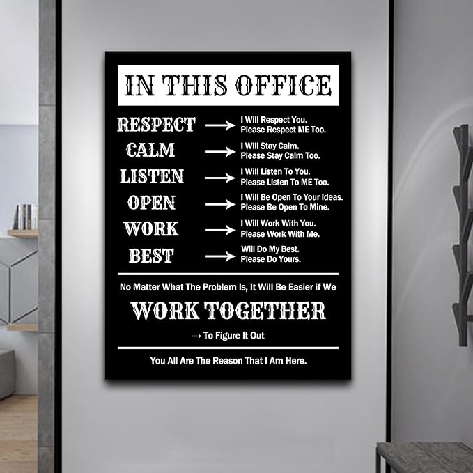 Inspirational Poster Wall Art for Office Motivational Quotes Printed on Canvas Picture Painting Wall Decor Artwork for Living Room Hallway Workplace Company Stretched and Framed [30''Wx 40''H]