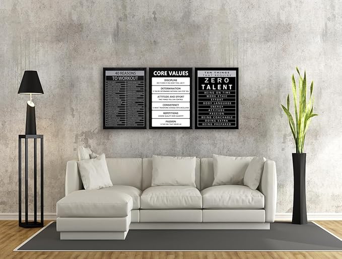 40 Reasons to Workout Motivational Canvas Painting Wall Art Office Decor Ten Things That Require Zero Talent Poster Positive Inspirational Framed Artwork Prints Picture for Home[60" W X 28" H]
