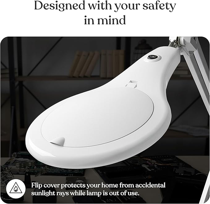 Brightech LightView PRO Magnifying Desk Lamp, 2.25x Light Magnifier, Adjustable Magnifying Glass with Light for Crafts, Reading, Close Work - White