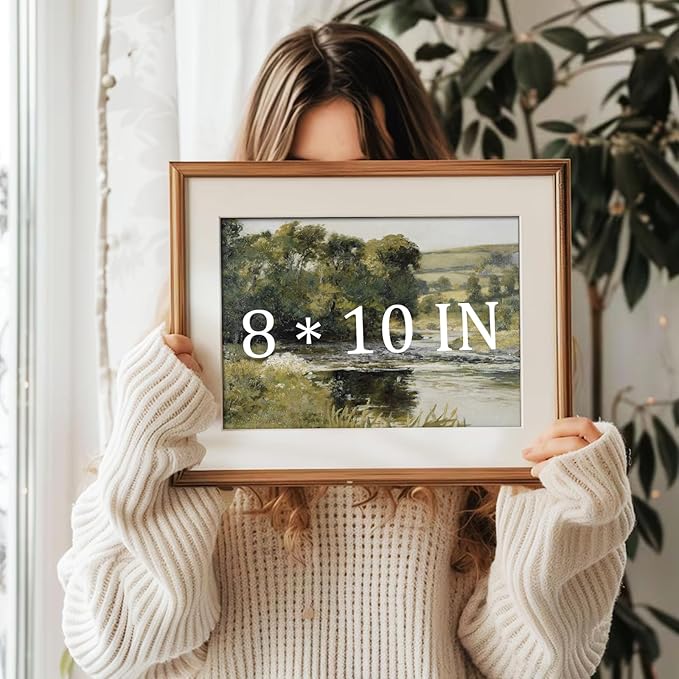 uniro Nature Landscape Vintage Wall Art for Home Decor, Antique River Canvas Wall Art, Farmhouse Muted Spring Summer Paintings Art Picture Aesthetic for Bedroom Bathroom Living Room Office Decor (8" x 10"-UNFRAMED)