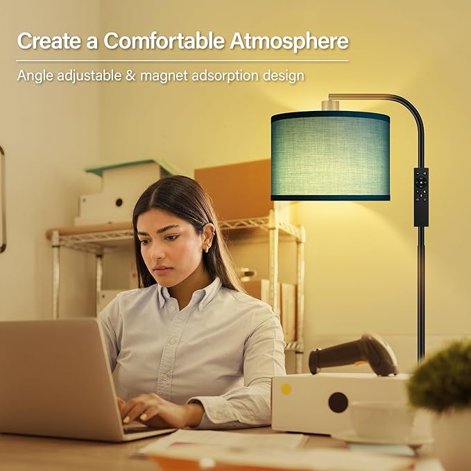 BoostArea Dimmable Floor Lamp for Living Room,Arc Remote Control Sofa Lamps,Stepless Dimmable & Colors Temperature,2700-6500k,Foot Switch,67 in All Modern Standing Lamp for Bedroom Office,Green
