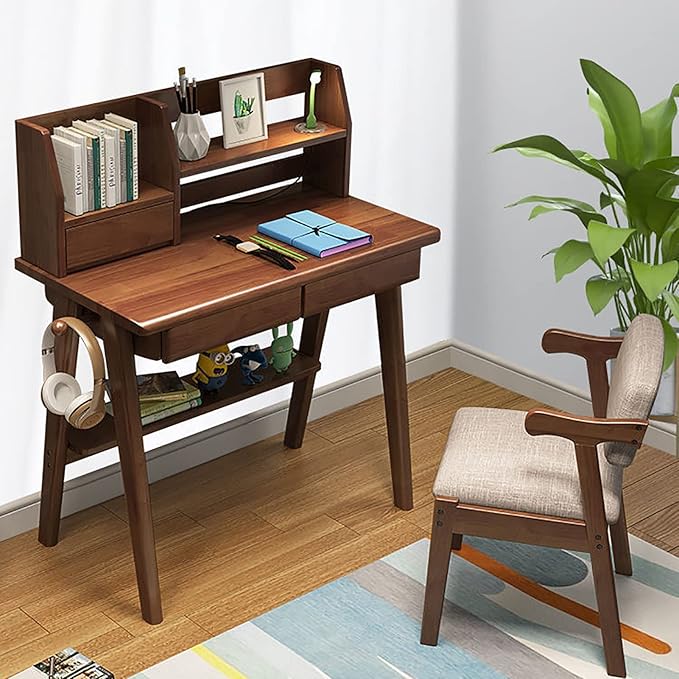 Computer Desk for Small Spaces,Home Office Writing Desk Compact Office Table with Drawer and Bottom Shelve,Simple Study Desk PC Laptop Workstation Space Saving(60x45x75cm(24x18x29inch), Brown)