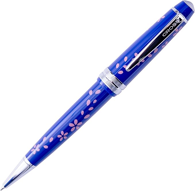 Cross Bailey Light Cherry Blossom Glossy Blue Resin with Polished Chrome Appointments Ballpoint Pen