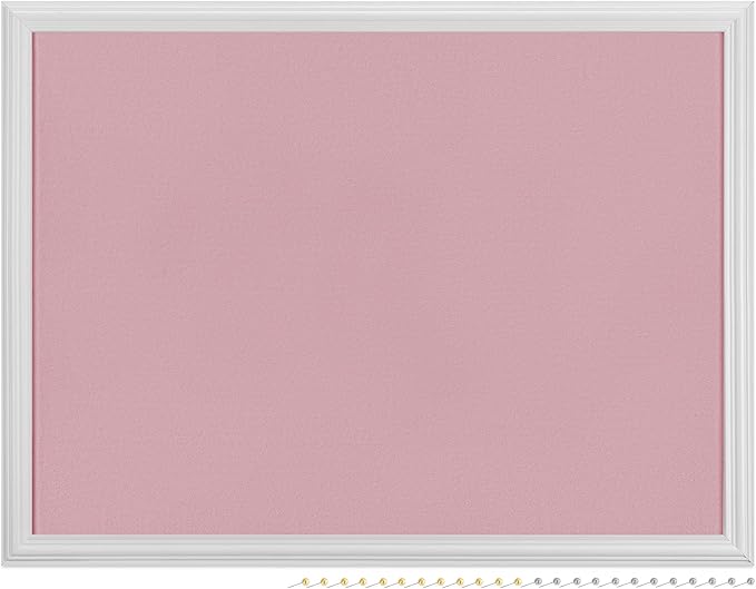 Navaris Framed Fabric Bulletin Board - 18 x 24 inches Plush Jewelry Organizer Pinboard for Wall - Memory Memo Pin Board - Rose with White Frame