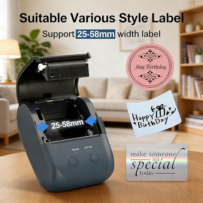 Label Maker Machine, L7 Portable Bluetooth Thermal Printer,Thermal Sticker Machine with Paper Tape (1.97"×1.18") Sticker Labeler with Multiple Templates for Office Organization Home Kitchen School