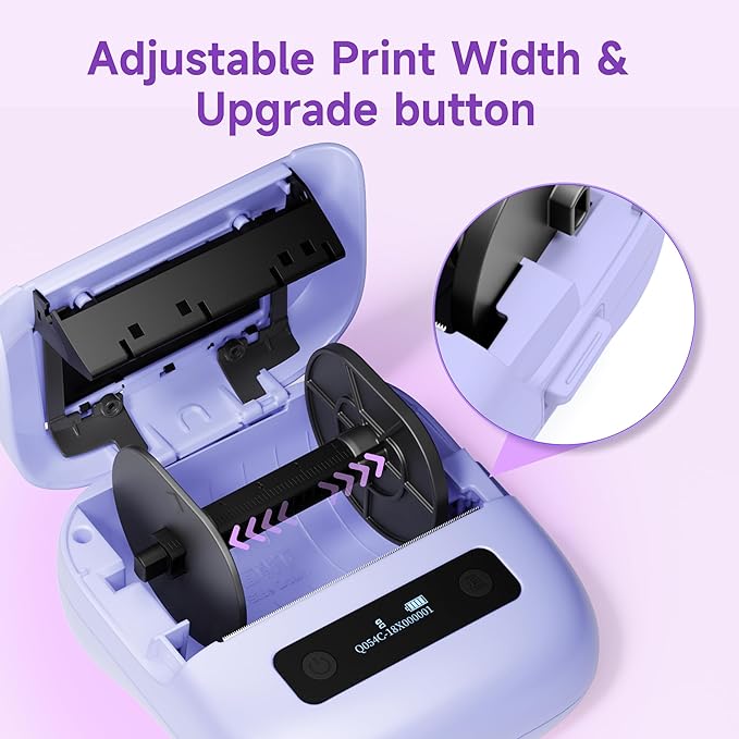 M220 Bluetooth Label Maker, Sticker Maker Support Printing 0.78-3.14 inch, Mini Thermal Printer for Small Business & Home，Portable Printer Compatible with Smartphone and PC （Purple）