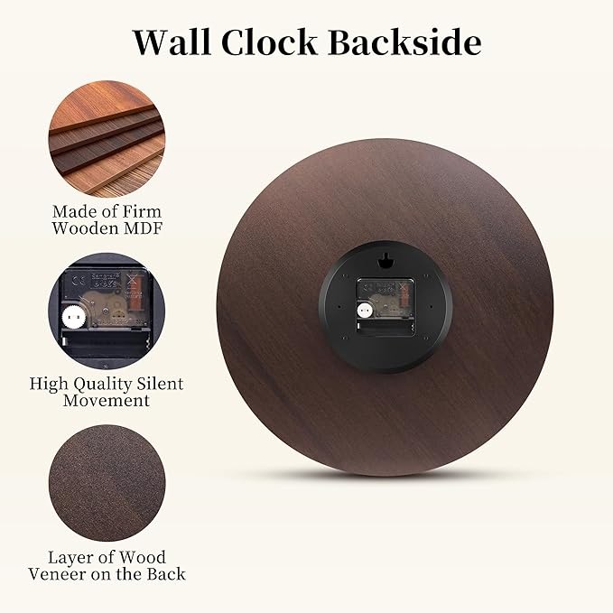 14 Inch Retro Round Wall Clock Old Town Vintage Antique Style Battery Operated French Country Silent Wall Clocks for Farmhouse,Garden,Home Kitchen,Bedroom,Office