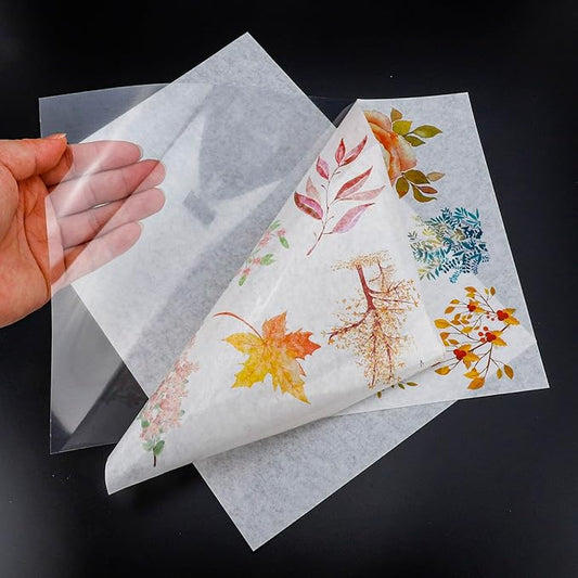 Printable Washi Sticker Paper for Inkjet & Laser Printer - 25 Sheets 8.5"x11" Full Sheet - Ultra Thin Semi-Transparent Matte Sticker Paper for Scrapbooking, Bullet Journal, DIY Vintage Decals