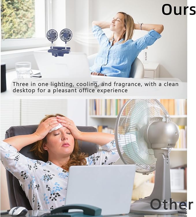 Binguowang Monitor Fan with Clamp & Light Bar Desk Lamp with fan for Office mini Desk fan small quiet with lamp for PC Laptops Tablet for Home Office Portable Working Reading Stand Lamp (LightGray)