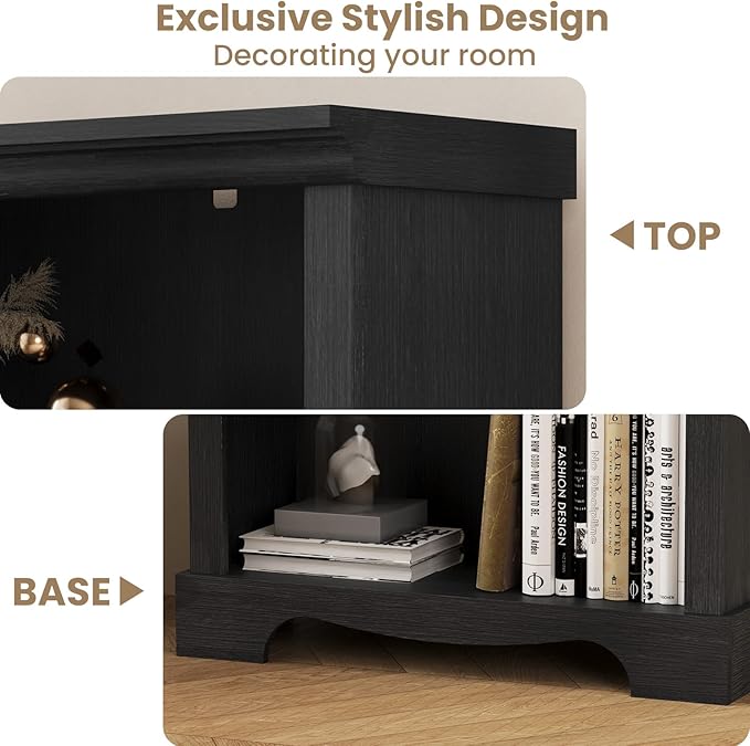 6-Tier Bookshelf, 73 inch Tall Bookcase with 2 Adjustable Shelves, Book Shelf with Anti-Tipping Device, Wooden Bookcase for Study Room, Living Room, Home Office, Bedroom (Black)