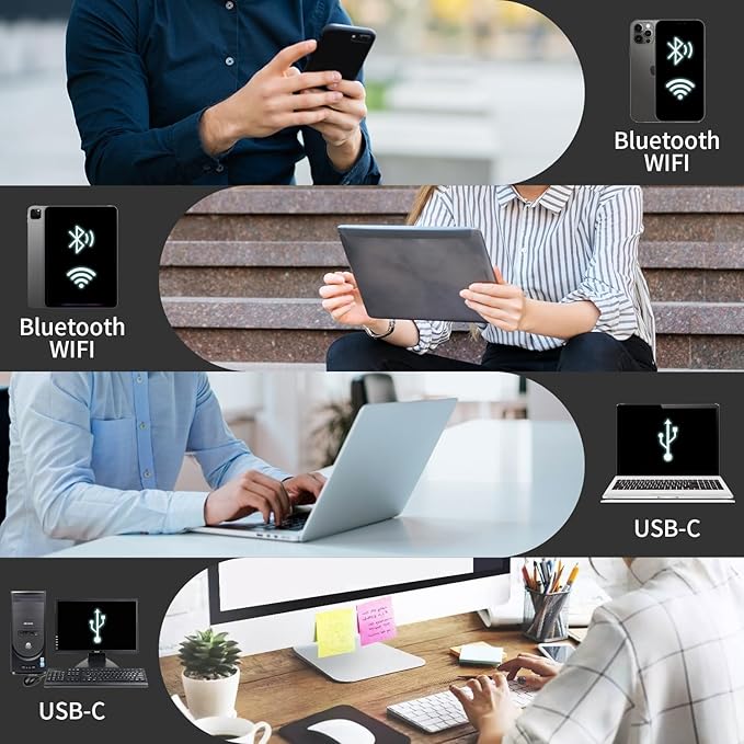 Rongta Portable Printer Wireless for Travel, F82 Inkless Bluetooth Thermal Printers, Compatible with iOS, Android, Laptop, Support 8.5"x11" US Letter&A4 for Office, Home, Car (White)