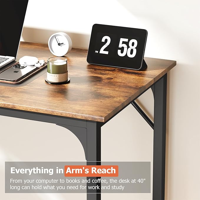 Computer Desk 39.4" Home Office Writing Desk, Modern Simple Style Table for Work Study Gaming,Workstation for Home Office,Brown
