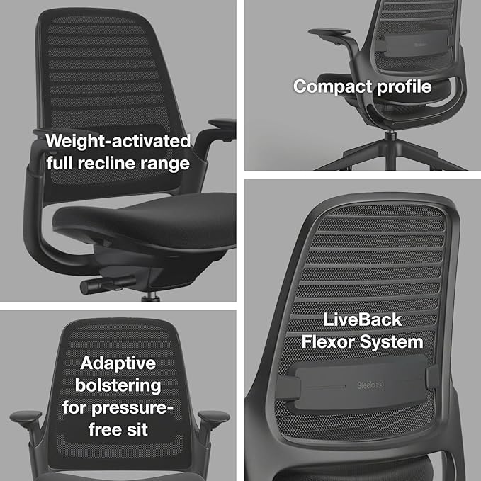 Steelcase Series 1 Office Chair - Ergonomic Work Chair with Wheels for Carpet - Helps Support Productivity - Weight-Activated Controls, Back & Arm Support - Easy Assembly - Scarlet