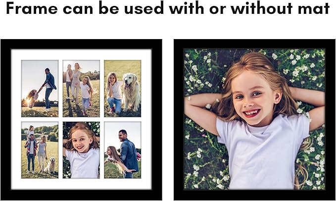 Americanflat 4x6 Collage Picture Frame with Polished Plexiglass - Fits Six 4x6 Photos or Use as One 14x14 Picture Frame - Signature Collection - Collage Frames for Wall Display - Black