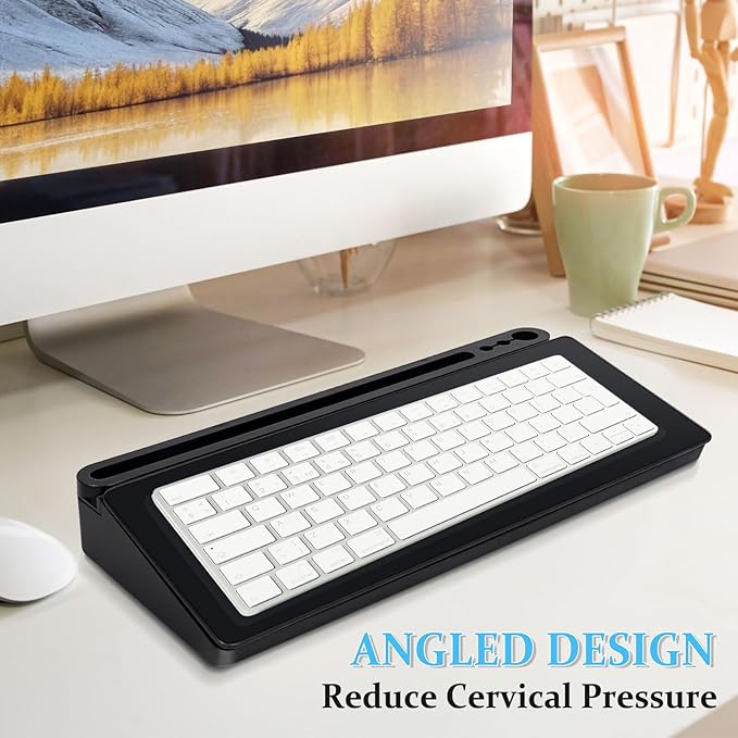 DOLLAR BOSS Glass Desk Whiteboard Small Dry Erase Board Desktop White Board with Storage Drawer Computer Keyboard Stand Desk Organizer Office Accessories School Supplies with 4 Markers 1 Rag, Black