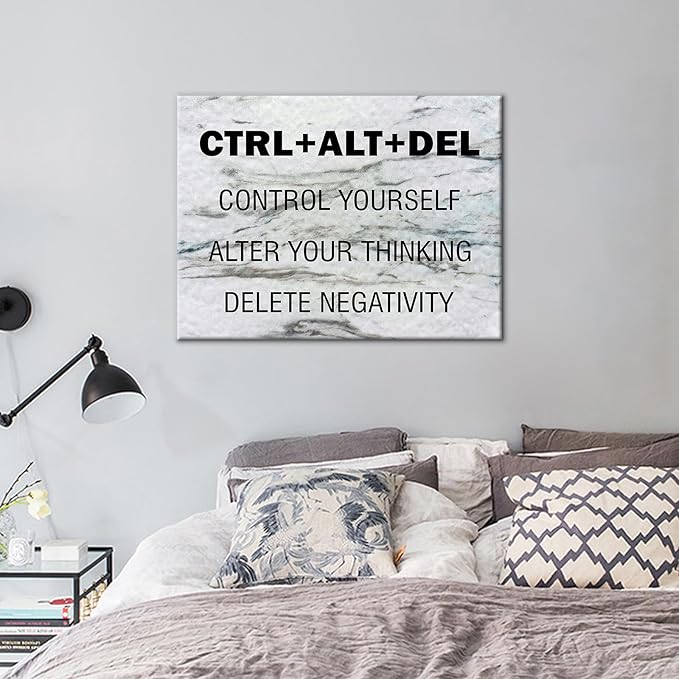 DINGFUN Motivational Poster Wall Art Inspirational Positive Vibes Wall Decor for Office Picture Painting Prints on Canvas Artwork for Bedroom Kitchen Workplace Decoration Ready to Hang [24''Hx18''W]