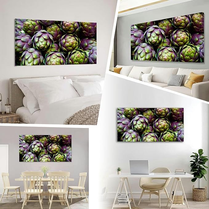 TIGTMULERLY Wall Art Frame Gallery Wall Decor Full frame purple artichokes Modern Canvas Prints Artwork for Living Room Bedroom Office Kitchen 48x24Inch