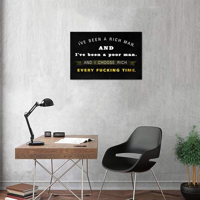 Inspirational Posters Motto Motivational Canvas Wall Art Inspiring Quotes Pictures Painting Prints Artwork Decorations for Home Office Room Framed (24”Hx36”W)