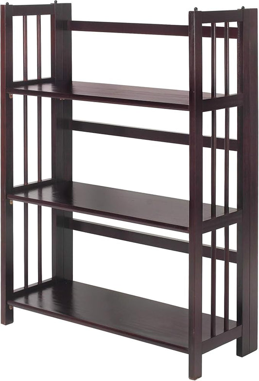 Casual Home 3 Shelf Folding Stackable Bookcase, 27.5" Wide, Espresso