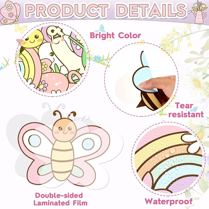 Spring Bulletin Board Decorations Set Spring is in The Air Bulletin Boarder Pastel Flower Butterfly Rainbow Paper Cutouts for Holiday School Classroom Home Office Chalkboard Window Wall Party Decor