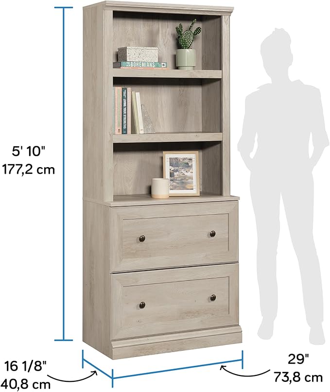 Sauder Miscellaneous Storage Library, Chalked Chestnut Finish