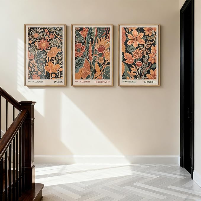 ANHUIB Floral Wall Art 16x24 Inch Large Vintage Botanical Wall Decor Retro Floral Blossom Paintings Modern Plant Art Prints Set of 3 for Living Room Bedroom Office