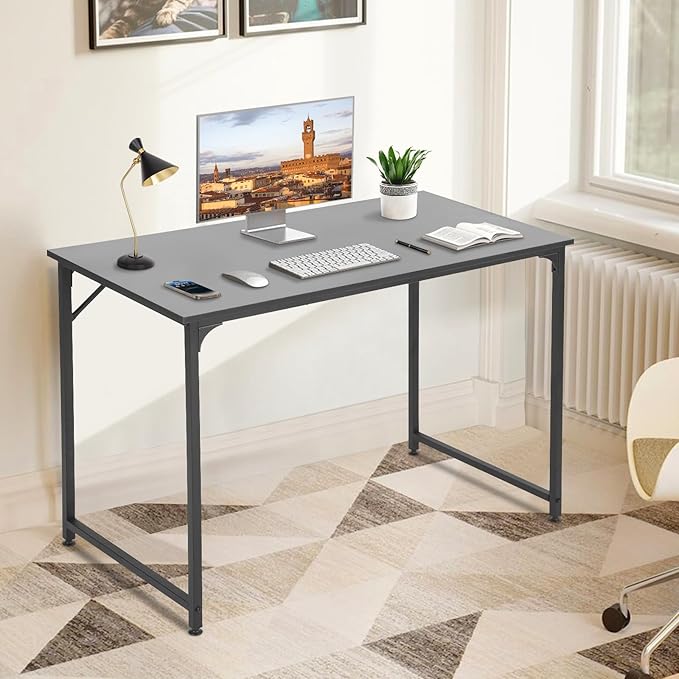 Computer Desk,39 Inch Home Office Desk, Modern Writing Table with Metal Frame for Home Office and Study,Black