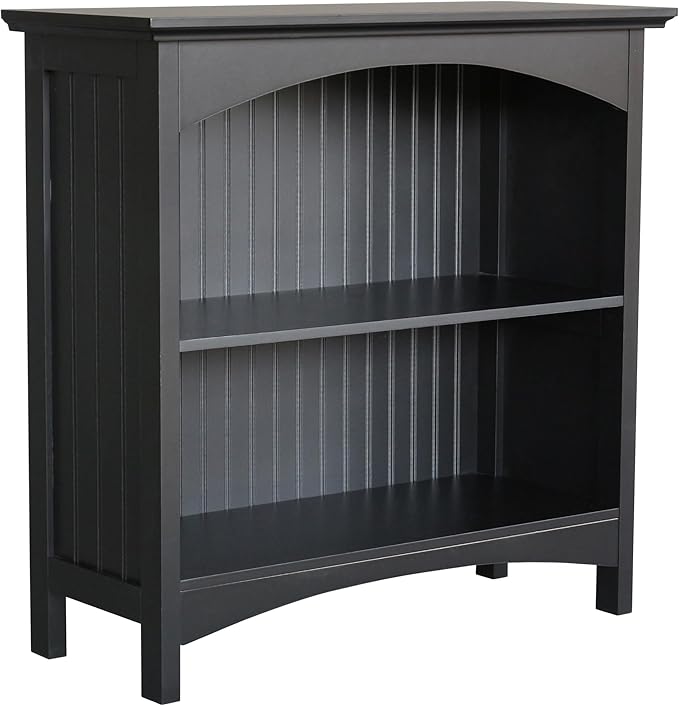 eHemco 2 Tier Bookcase with 2 Arched Supports, 29 Inches, Black