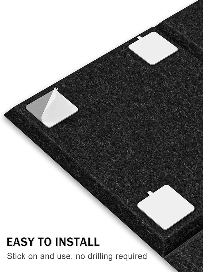 Hsurbtra Large Cork Board for Wall 36 x 24 Inch, 6 Pack Felt Bulletin Notice Board with Pushpins for Office Home School Farmhouse Wall Decor, Black