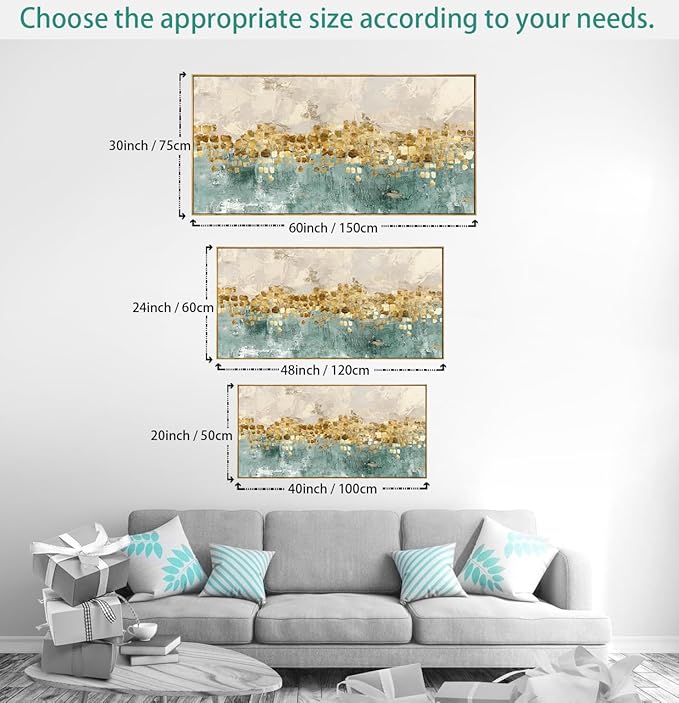 Abstract Wall Art Canvas Paintings Blue Yellow Fantasy Modern Large Framed Artwork Decor for Living Room Bedroom Office Painting Home Decor 20"x40"