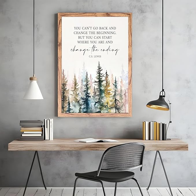 Motivational Office Wall Decor CS Lewis Quote Inspirational Wall Art Positive Affirmations Canvas Prints Encouraging Motivational Posters For Office Bedroom Living Room Home 16x24inch Wood Framed