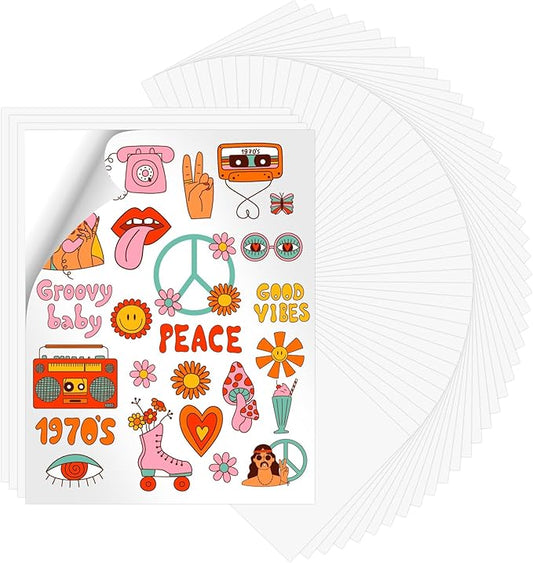 HTVRONT Sublimation Sticker Paper - 50 Pcs Glossy White Waterproof Sublimation Stickers 8.5 * 11in for Decoration