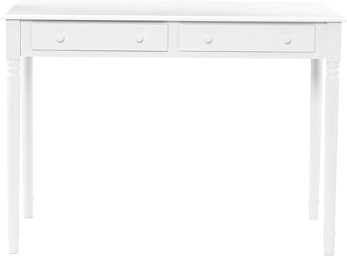 SEI Furniture Janice 2-Drawer Slim Profile Writing Desk, Crisp White