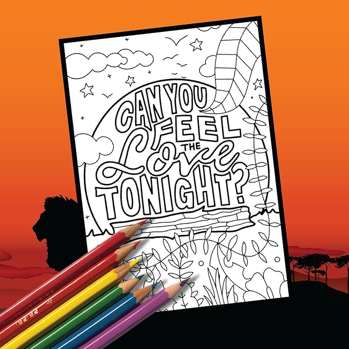 Coloring Broadway - Coloring Pages (Set of 4), Circle of Life Musical Merchandise, Printed on Matte Card Stock (8 1/2” x 11”), Ideal Gift for a Broadway Theater Lover
