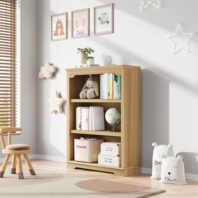 HIFYOBRO 3 Tier Bookshelf and Bookcase.31.5" Wide Wooden Book Shelf, Freestanding Open Display Storage Bookshelves for Study Room, Home Office, Living Room