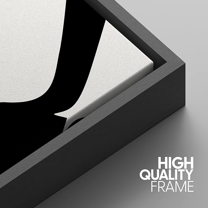 IDEA4WALL Framed Canvas Print Wall Art Set Black White Geometric Graffiti Landscape Abstract Shapes Illustrations Modern Art Decorative Contemporary for Living Room, Bedroom, Office - 24"x36"x3 Black