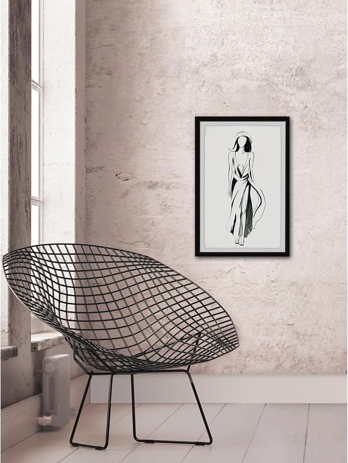 Modern Wall Art Print - Abstract Framed Painting Decor 30x20 - Contemporary Home Office Decor