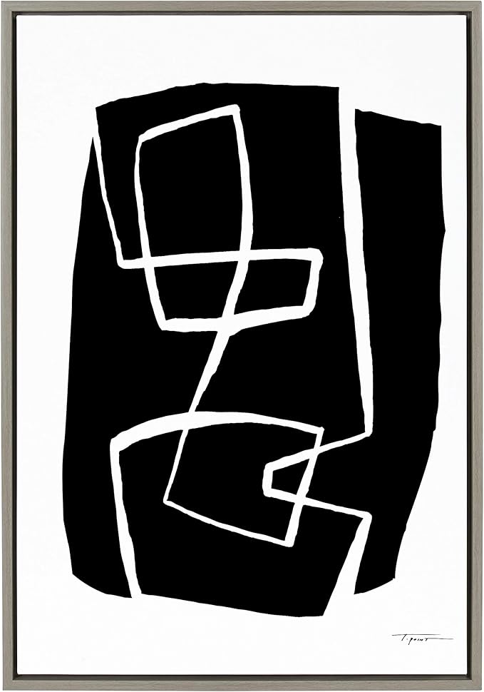 Kate and Laurel Sylvie Modern Meeting Forms Framed Canvas Wall Art by Statement Goods, 23x33 Gray, Contemporary Abstract Art for Living Room, Office, Or Entryway