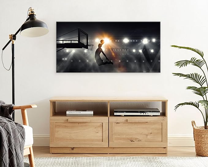 Muolunna BK06698 Basketball Sports Canvas Wall Art Picture 1 Panel Sports Painting Art Prints For Living Room Boys Room Office Wall Decor Artwork