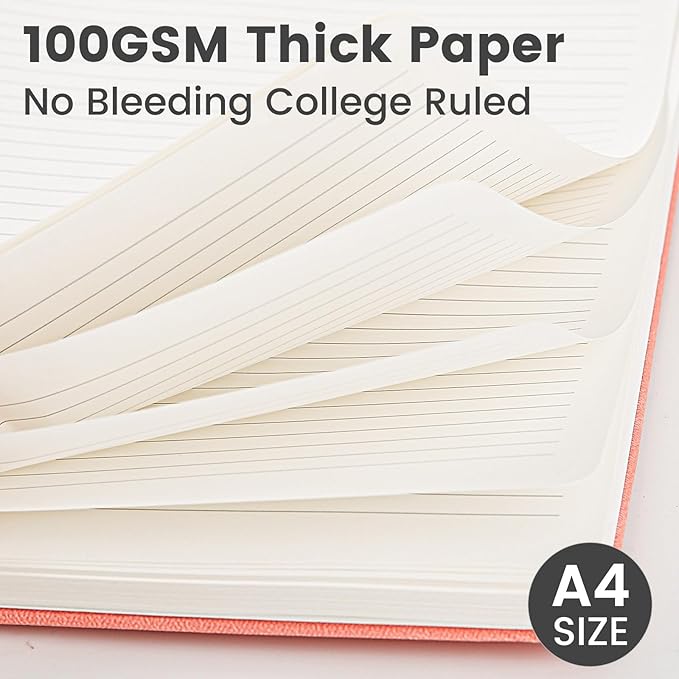 Spiral Notebook - 8.5 x 10.98 Inch Large Hard Cover Notebook with Elastic Band & Pocket, 252 Pages, Lay Flat Wirebound Journal for Work, School, Planning & Note Taking Black